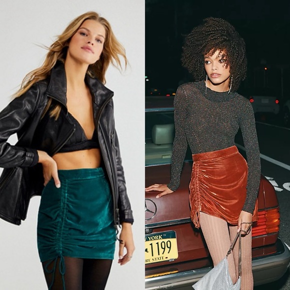 Free People Dresses & Skirts - Free People / Vivienne velvet mini skirt in blue